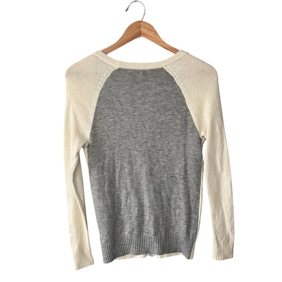 GAP Angora Rabbit Hair Wool Blend Oatmeal Heather Grey Colorblock Cardigan - Picture 2 of 11